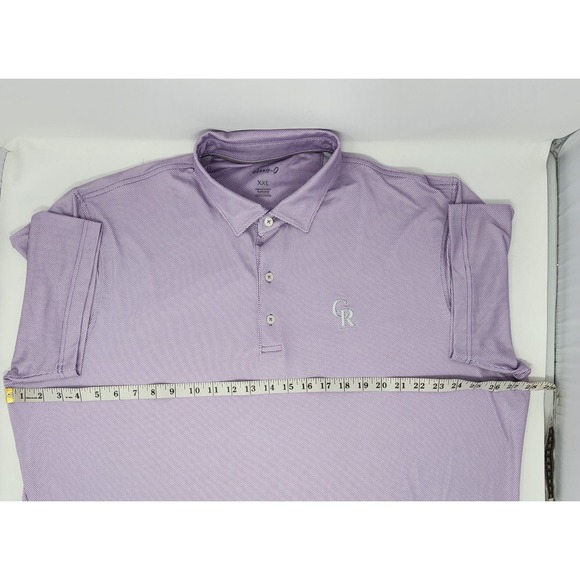 Colorado Rockies‎ Polo Shirt Mens Size XXL 2XL Purple AOP johnnie-O Stretch EUC - Picture 5 of 8